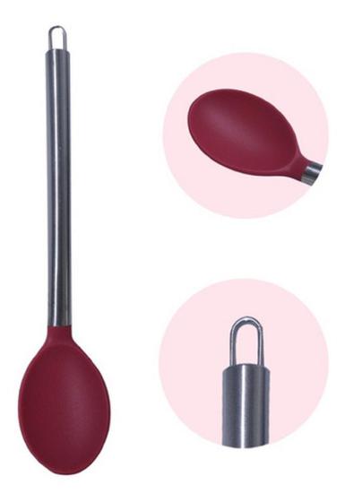 Colher p/servir em silicone c/cabo aço 35cm usa097 Menor preço em Colher p/servir em silicone c/cabo aço 35cm usa097