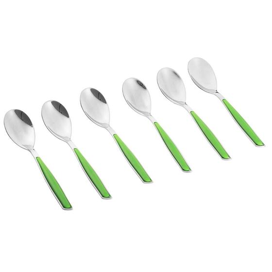 Imagem de Colher para Café 15cm Inox 6 Peças Verde Glamour Bugatti