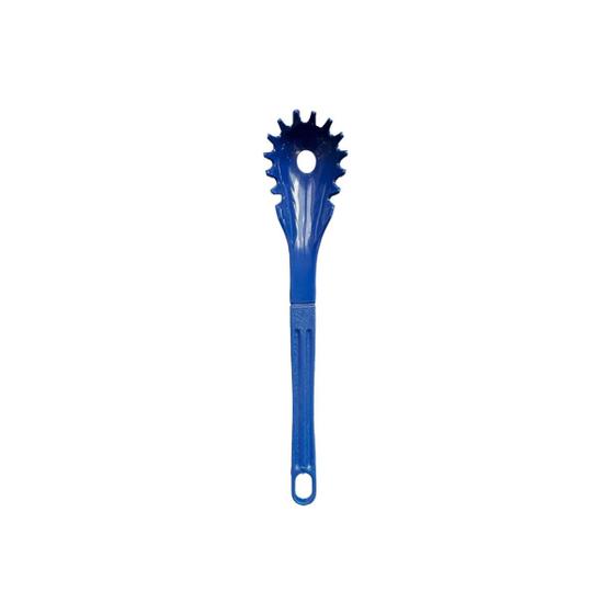 Imagem de Colher Pegador de Macarrão Nylon Talher Utensílio Azul 28cm