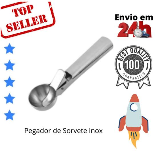 Colher Pegador De Sorvete Inox Bola Com Ejetor Profissional Menor preço em Colher Pegador De Sorvete Inox Bola Com Ejetor Profissional