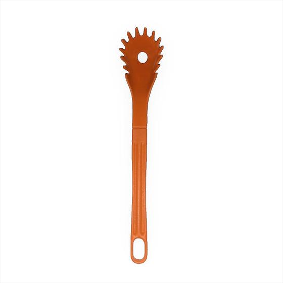 Imagem de Colher Pegador Macarrão Nylon Talher Utensílio Laranja 28cm