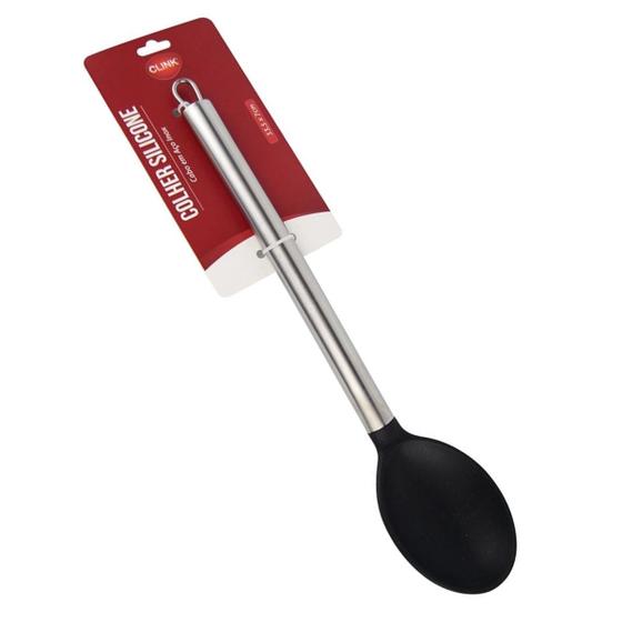COLHER SILICONE CABO AÇO INOX 33,5X7 CM - Petra ou Vermelha Menor preço em COLHER SILICONE CABO AÇO INOX 33,5X7 CM - Petra ou Vermelha