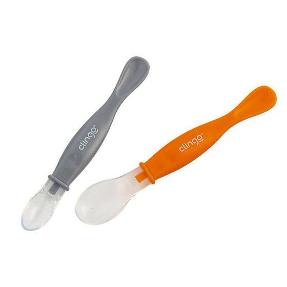 Imagem de Colher Silicone Ponta Dupla Colors Laranja 2 Un - Clingo