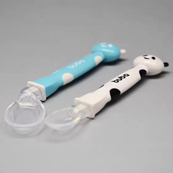 Imagem de Colheres Baby Panda Kit 02 Em Silicone Azul - Buba