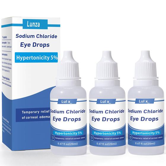 Colírio Lunza 5% Cloreto de Sódio 20ml Kit com 3 Unidades