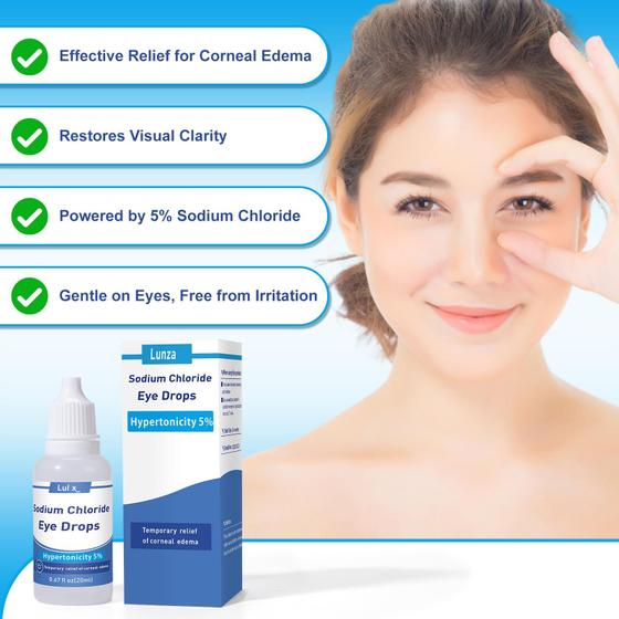 Colírio Lunza 5% Cloreto de Sódio 20ml Kit com 3 Unidades