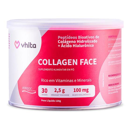 Collagen Face Vhita Colágeno Hidrolisado Verisol com Ácido Hialurônico e Vitaminas Antioxidantes para pele unhas e cabelos Em pó Sabor Neutro 120g Menor preço em Collagen Face Vhita Colágeno Hidrolisado Verisol com Ácido Hialurônico e Vitaminas Antioxidantes para pele unhas e cabelos Em pó Sabor Neutro 120g
