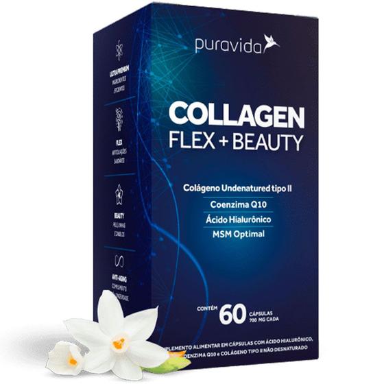 Imagem de Collagen Flex + Beauty - Colágeno Tipo 2 + Coq 10 - 60 Caps - Pura Vida