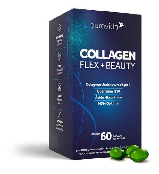 Imagem de Collagen Flex Beauty Tipo2 Com Coq10 + Msm Puravida 60cáps