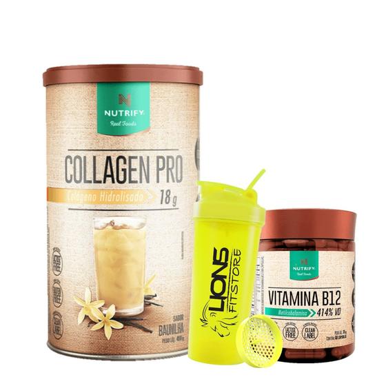 Imagem de COLLAGEN PRO - 450G Colágeno Body Balance (Nutrify)+Vitamina B12 60 caps Nutrify+Coqueteleira