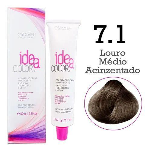 Coloração 7.1 Louro Médio Acinzentado 60g Idea Color Cadiveu - Tinta de ...