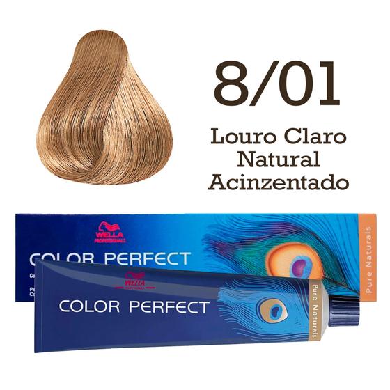 Imagem de Coloração 8/01 Louro Claro Nat. Acinzentado Color Perfect  Wella Professionals