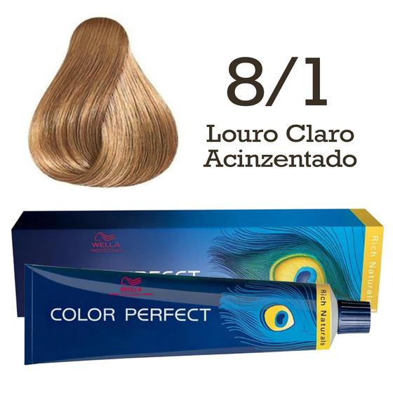 Imagem de Coloração 8/1 Louro Claro Acinzentado Color Perfect  Wella Professionals