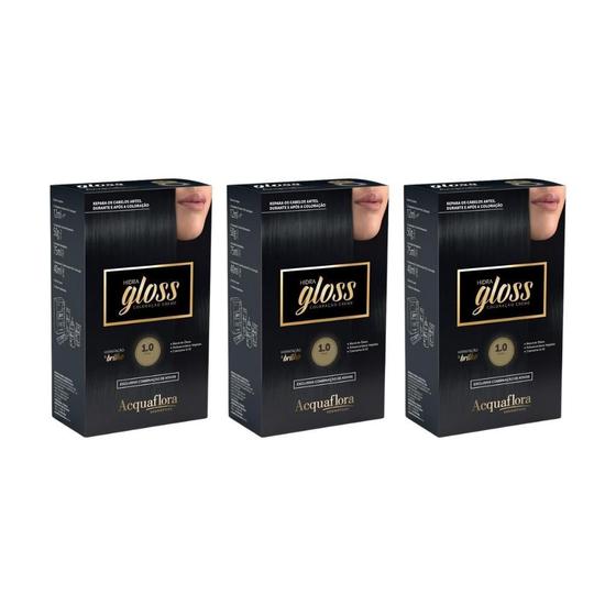 Imagem de Coloraçao Acquaflora Hidra Gloss 1.0 Preto - Kit Com 3Un
