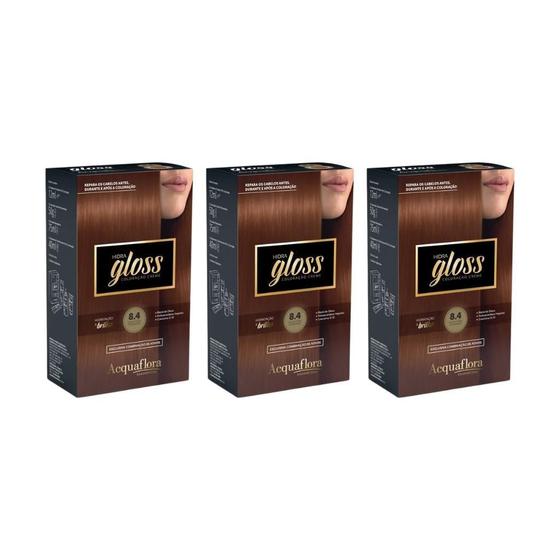 Imagem de Coloraçao Acquaflora Hidra Gloss 8.4 Louro Cl Acob-Kit C/3Un