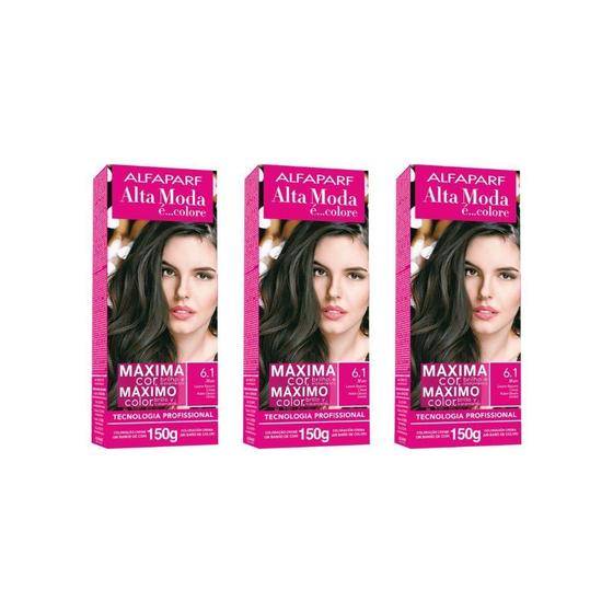 Imagem de Coloraçao Alta Moda 6.1 Louro Escuro Cinza 150G-Kit C/3Un