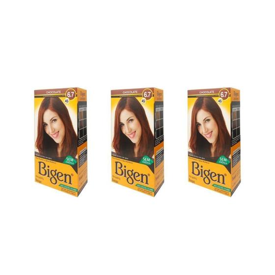 Imagem de Coloraçao Bigen 45 Chocolate - Kit Com 3Un