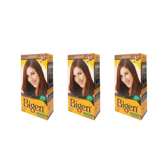 Coloraçao Bigen 45 Chocolate - Kit Com 3un Imagem de Coloraçao Bigen 45 Chocolate - Kit Com 3un