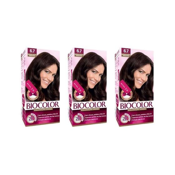 Imagem de Coloraçao Biocolor Cr 6.7 Marrom Chocolate-Kit C/3Un