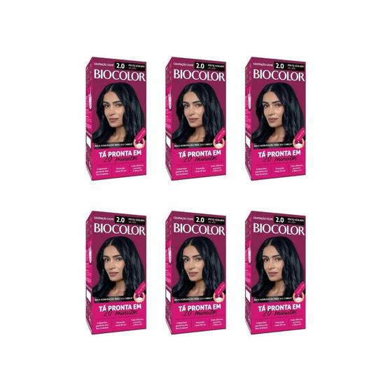 Imagem de Coloraçao Biocolor Creme 2.0 Preto Azul-Kit C/6Un