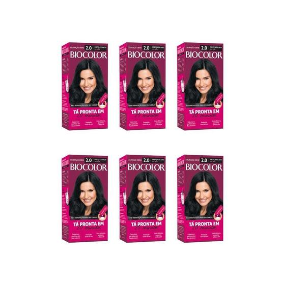 Imagem de Coloraçao Biocolor Creme 2.0 Preto ul-Kit C/6Un