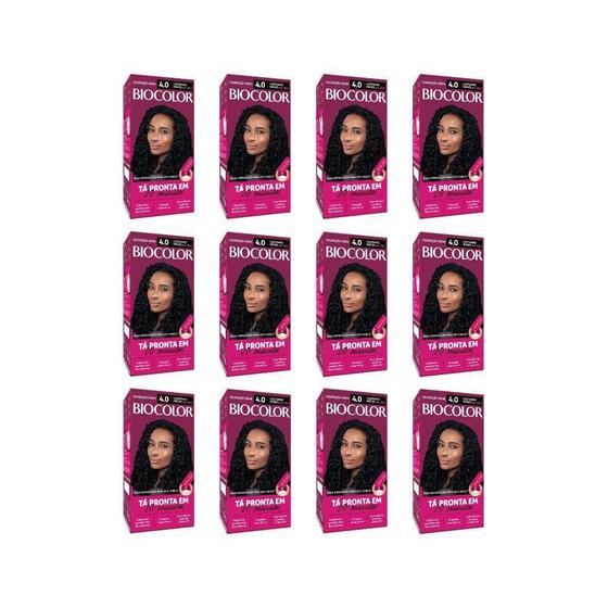 Imagem de Coloraçao Biocolor Creme 4.0 Castanho Medio - Kit Com 12Un