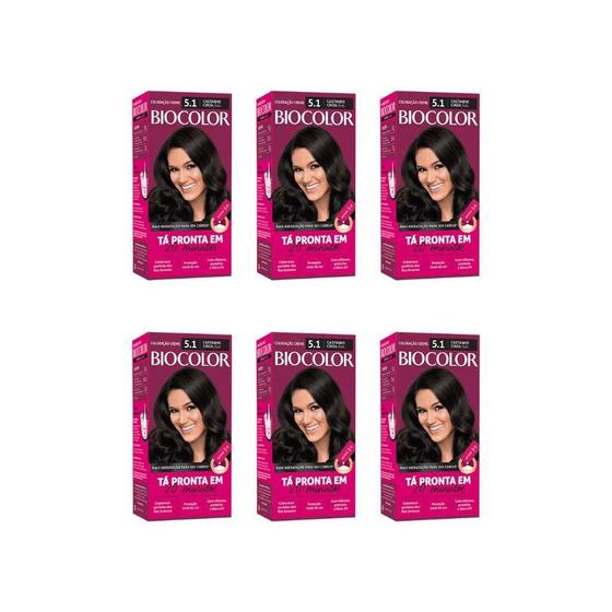 Imagem de Coloraçao Biocolor Creme 5.1 Castanho Cinza-Kit C/6Un