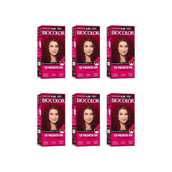 Imagem de Coloraçao Biocolor Creme 6.66 Verm Int De Arrasar-Kit C/6Un