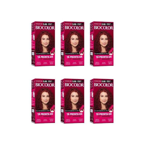 Imagem de Coloraçao Biocolor Creme 6.66 Verm Int De Arrasar-Kit C/6Un