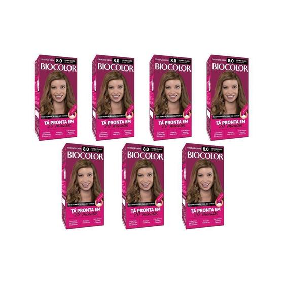 Imagem de Coloraçao Biocolor Creme 8.0 Louro Claro - Kit Com 7Un