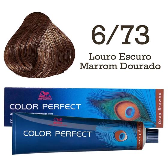 Imagem de Coloração Color Perfect 6/73 Louro Escuro Marrom Dourado  Wella