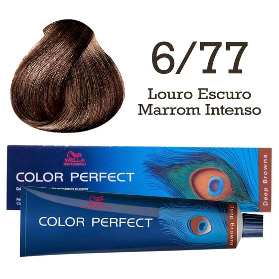 Imagem de Coloração Color Perfect 6/77 Louro Escuro Marrom Intenso  Wella