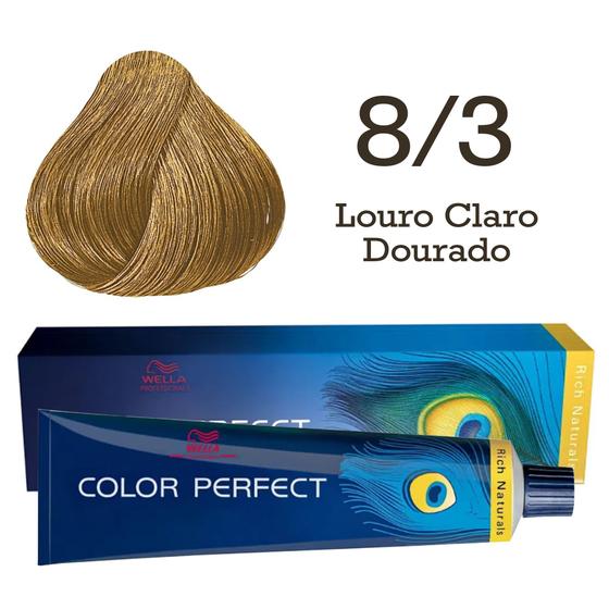 Imagem de Coloração Color Perfect 8/3 Louro Claro Dourado  Wella