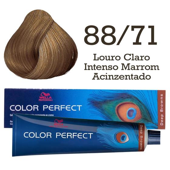 Imagem de Coloração Color Perfect 88/71 Louro Claro Intenso Marrom Acinzentado  Wella