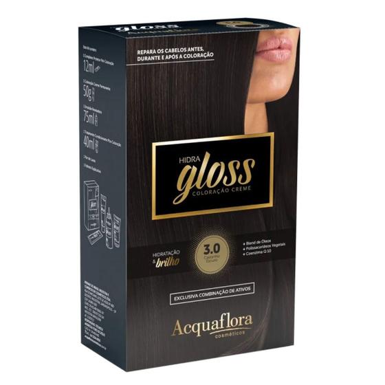Imagem de Coloração Creme Acquaflora Kit Hidra Gloss 3.0 Castanho