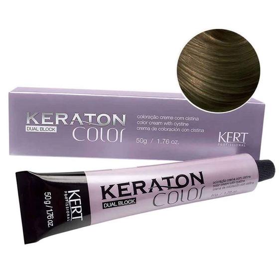 Imagem de Coloração Creme Dual Block Keraton Color 5.1 Castanho Claro Cinza 50g - Kert