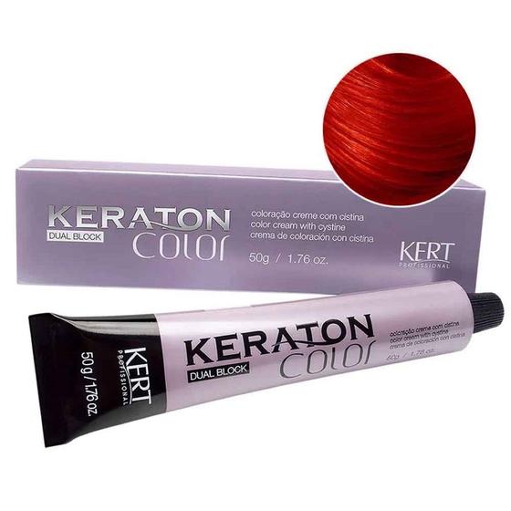 Imagem de Coloração Creme Dual Block Keraton Color 7.66 Louro Médio Vermelho Extra Intenso 50g - Kert