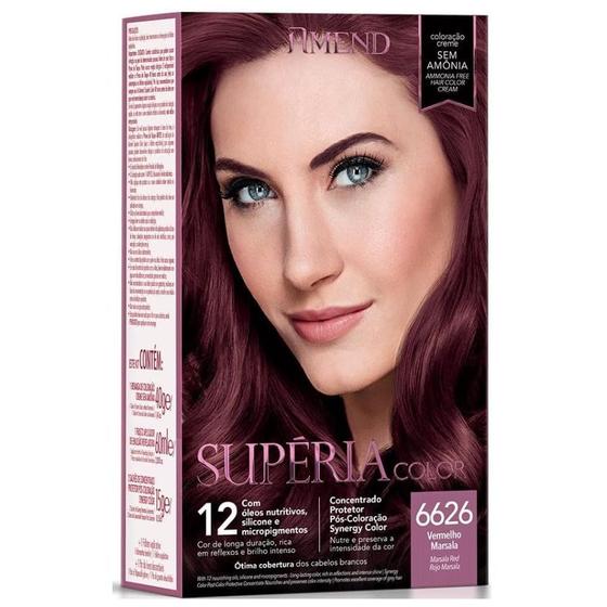 Imagem de Coloração Creme sem Amônia Supéria Color 6626 Vermelho Marsala - Amend