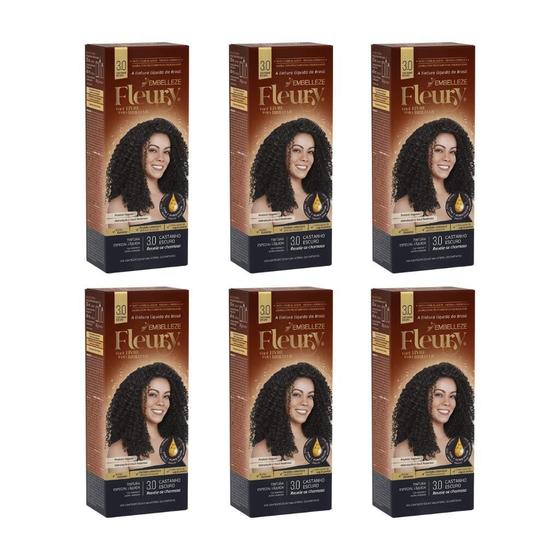 Imagem de Coloraçao Fleury 3.0 Castanho Escuro - Kit Com 6Un