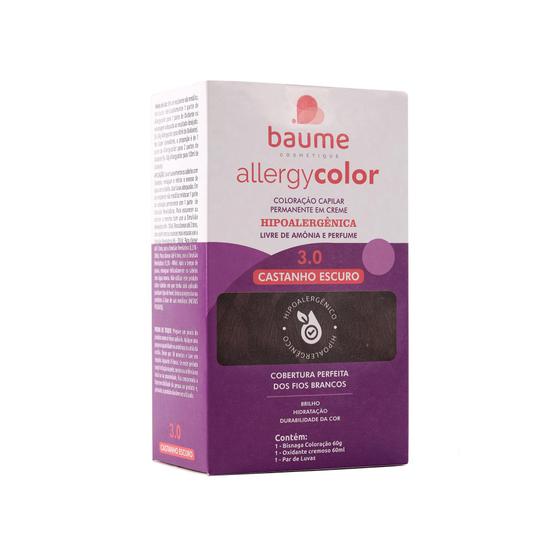 Imagem de Coloração Hipoalergênica Allergycolor Kit Baume - 3.0 Castanho Escuro