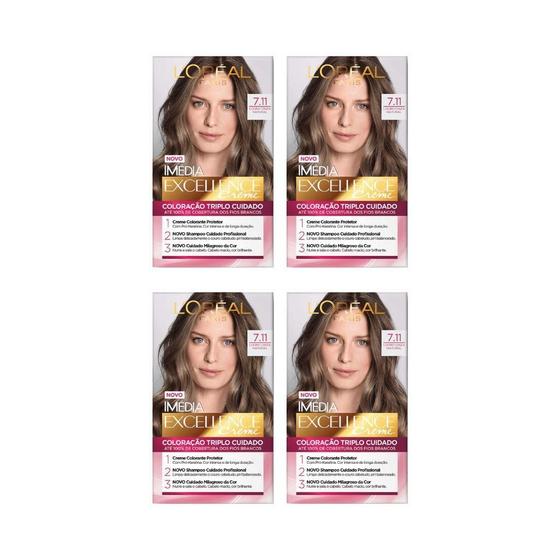 Imagem de Coloraçao Imedia 7.11 Louro Cendre Natural - Kit Com 4Un