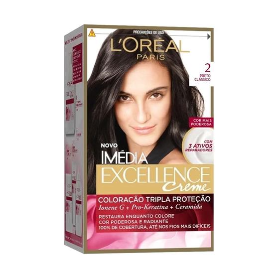 Imagem de Coloração Imédia Excellence Creme 2 Preto Clássico - LnullOréal