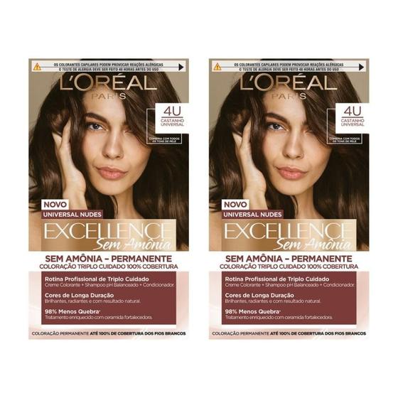Imagem de Coloraçao Imedia Sem Amonia 4U Castanho - Kit Com 2Un