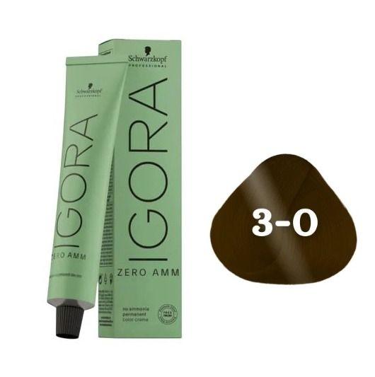 Imagem de Coloração Importada Schwarzkopf Igora Zero AMM 3-0 60g