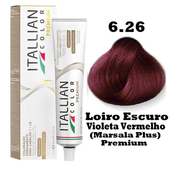 Imagem de Coloração Itallian Color 60g Profissional Cor:6.26 Louro Escuro Violeta Vermelho (Marsala Plus) Premium