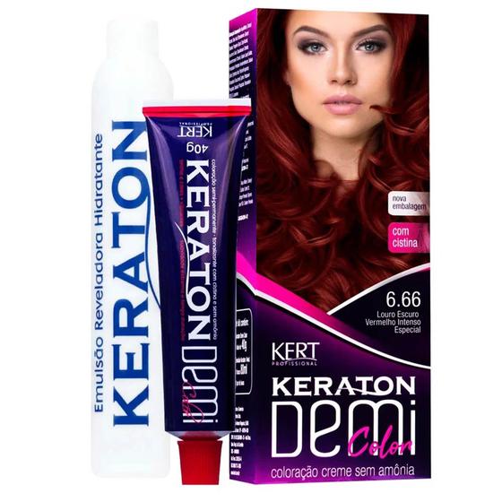 Imagem de Coloração Keraton Demi Color 6.66 Louro Escuro Vermelho Intenso Especial