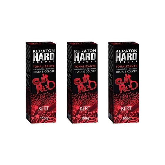 Imagem de Coloraçao Keraton Hard Colors Cult Red - Kit Com 3Un