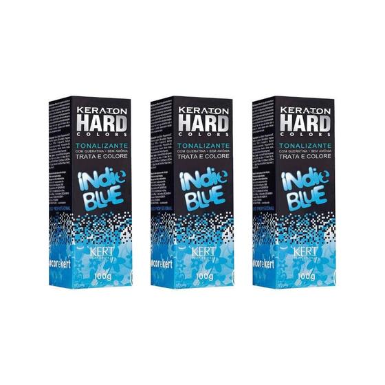 Imagem de Coloraçao Keraton Hard Colors Indie Blue - Kit Com 3Un