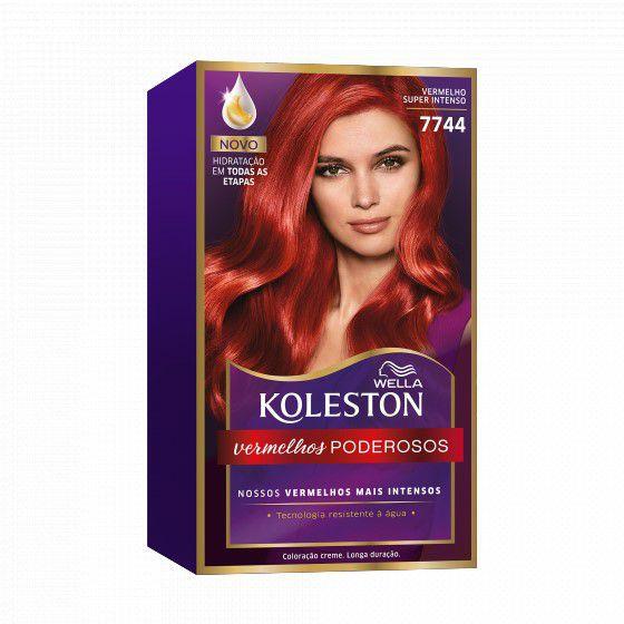 Coloração Koleston Kit 7744 Vermelho Super Intenso - Wella - Tinta de ...