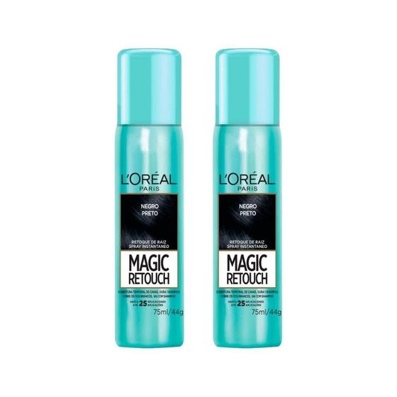 Imagem de Coloraçao Loreal Magic Retouch 75Ml Spray Preto - Kit 2Un